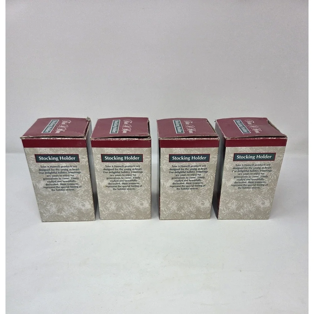 Vintage Trim A Home Kmart Resin Christmas Stocking Holders Set of 4 NIB Boxes
